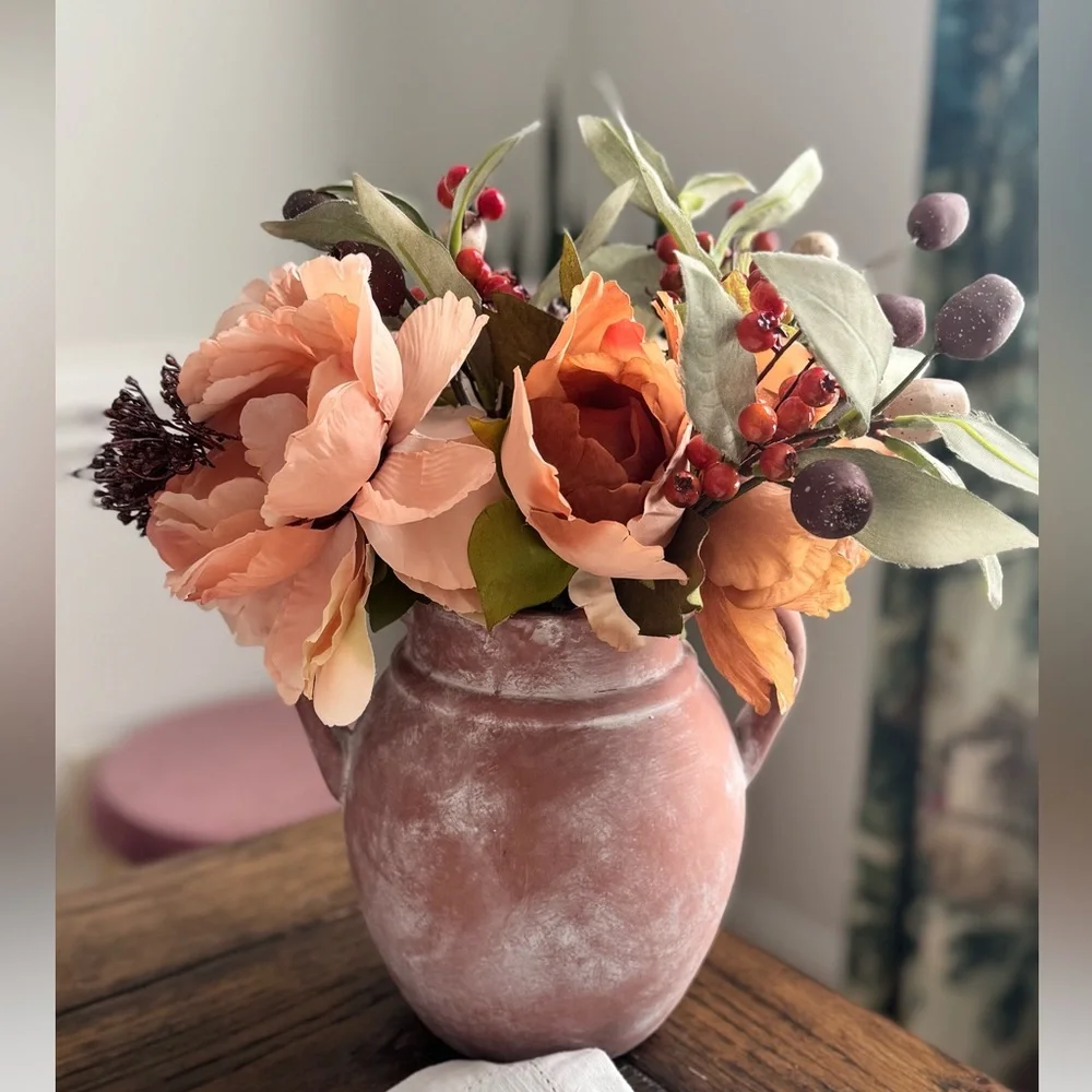 Artificial Flower in Pot Rose Simulation Flower Bouquet, Holding / Fall Decor